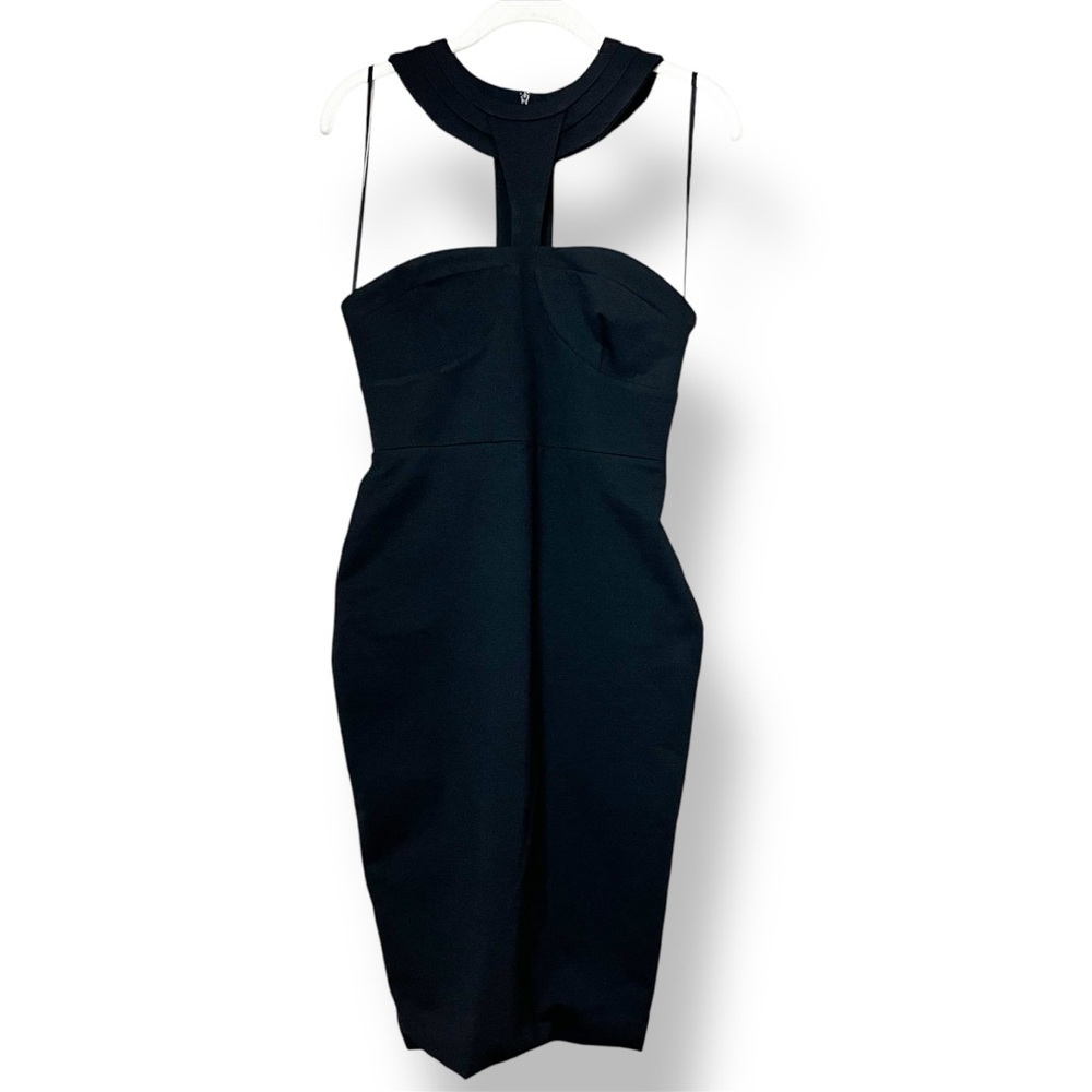 Bec & Bridge Black Halter Mini Dress 4 bodycon‎ solid minimalist LBD stretch